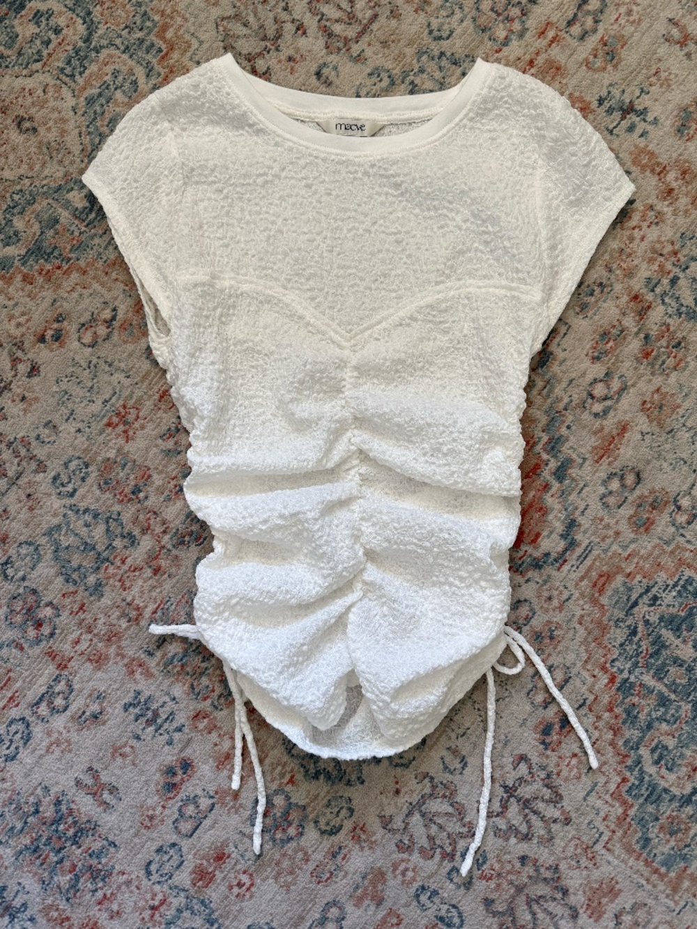 Anthropologie Maeve Ruched Corset Short Sleeve Top : XS
